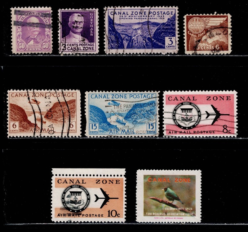 Canal Zone, Small Lot of Postage and Air Mail Stamps, Includes a TB Cinderella