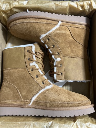 KOOLABURRA by UGG Advay Tall Women's 10 Chestnut Suede Lined Lace Up Combat Boot - Picture 6 of 6