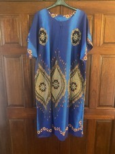 E C Batik Kaftan Dress Cover Up Blue XL