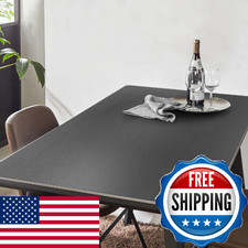 Dark Gray Plastic Table Protector Cover Pad, 1.5mm Thick Waterproof Leather-Look