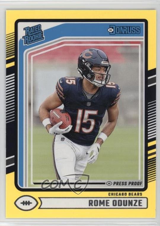 2024 Panini Donruss Rated Yellow Press Proof Rome Odunze #309 Rookie RC 8cx