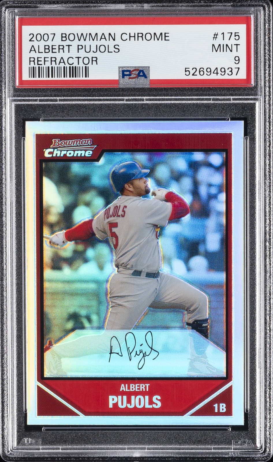 2007 BOWMAN CHROME REFRACTOR #175 ALBERT PUJOLS PSA 9