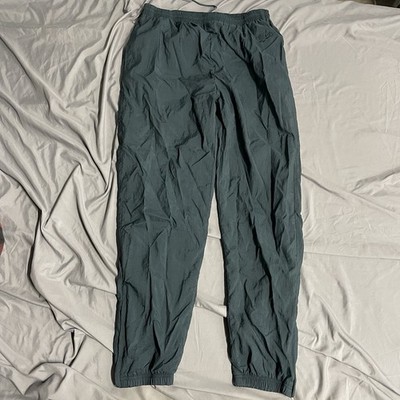 Vintage 90s Reebok Pants Green Nylon Jogger Drawstring Ankle Zip Track Size L