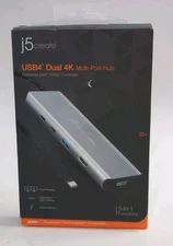 j5create USB4 Dual 4K Multi-Port Hub 5 in 1 Functions Space Gray Black JCD401