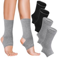 2 Pairs Ankle Compression Sleeve Open Heel Breathable Support Black
