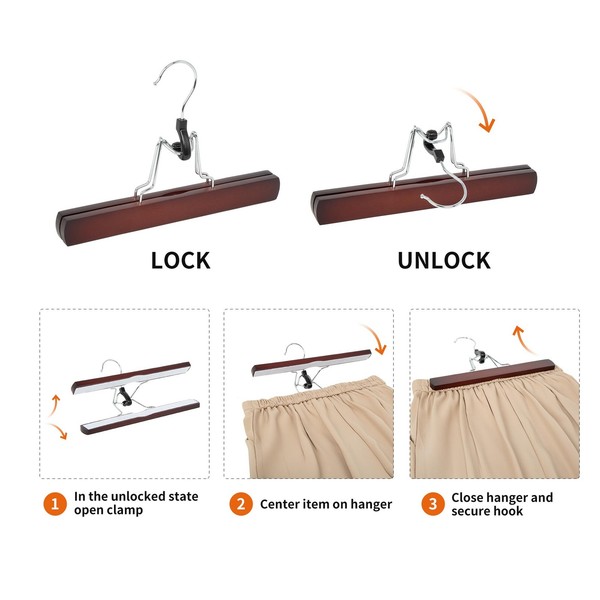 Amazon Basics HolzkleiderbüGel Kirschrot 10Er-Pack FüR Hosen 25X16.5Cm-image