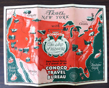 VINTAGE 1930s CONOCO NEW YORK ROAD MAP GAS ST...