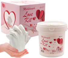 LOVE Kit Calco Mani Coppia Alginato per Calchi, Gesso per Stampi, Stampo Mani Ge
