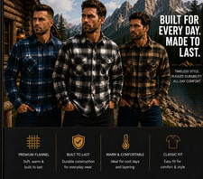 Mens LONG Sleeve SHIRT Thermal Button down Insulated Brushed Fleece Lumberjack