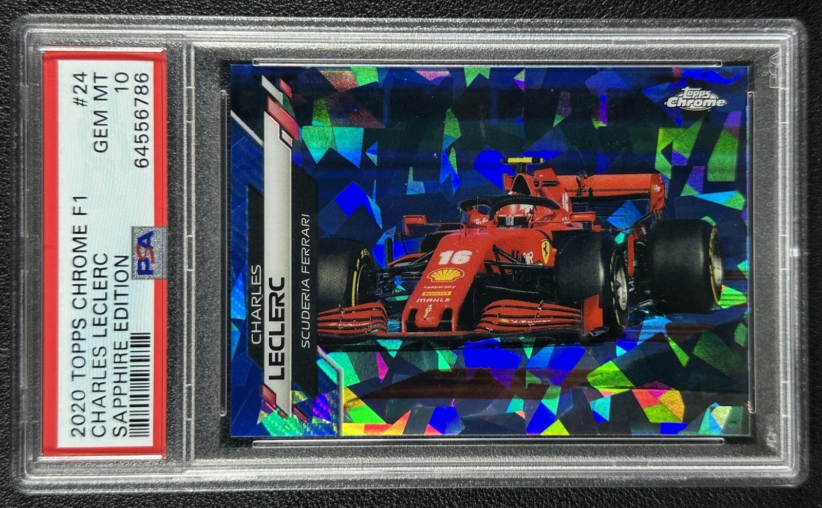 CHARLES LECLERC PSA 10 2020 TOPPS CHROME SAPPHIRE FORMULA 1 #24 REFRACTOR 6786