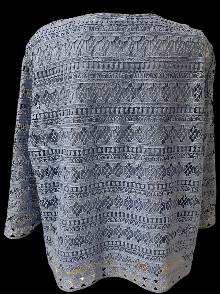 Alfred Dunner 2 Pc French Bistro Lace Top + Tank Size L Blue Grandmacore - Image 2 of 4