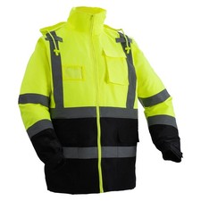 High Vis Waterproof Jacket - Reflective Yellow/Black Safety Hoodie for Workers