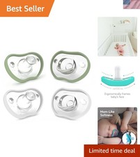 Orthodontic Silicone Baby Pacifiers 0-3 - Sage/White 4-Pack Gift Set