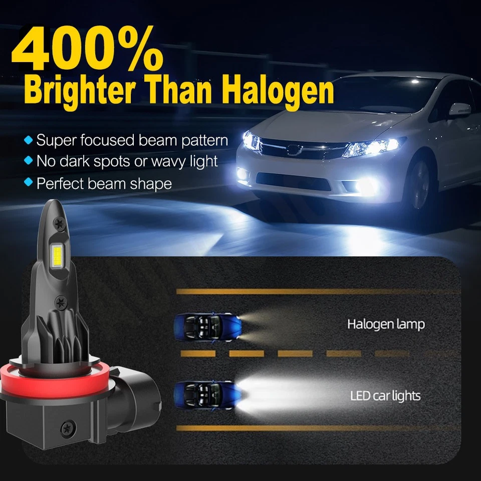 For Buick Allure Sedan 4-Door 2005-2010 Xenon White LED Headlight High Low Bulbs - Image 2 of 4