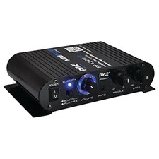 Pyle Bluetooth Mini Blue Compact Amplifier, Push-Type Speaker Terminals 90 WATT