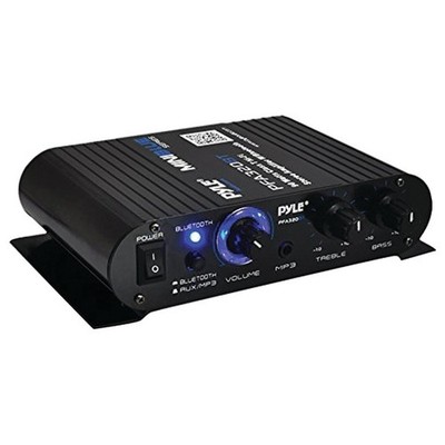 Pyle Bluetooth Mini Blue Compact Amplifier, Push-Type Speaker Terminals  90 WATT