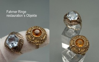 CB25 2x Art Deco Orig FAHRNER Ring Gr 53 58 stilecht Spinell CITRIN 925 Silber