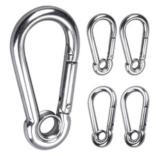 5pcs 1/4'' Stainless Steel Carabiner Clip Spring Snap Hook Link with Eyelet, ...
