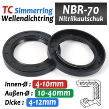 TC Simmerring NBR-70 Wellendichtring Dichtung Innen-&Oslash; 4-10mm Au&szlig;en-&Oslash; 10-40mm