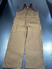 NWT Carhartt tan overall double knee 42x30 Work Pants Men  s Red Inside Lined