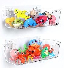 Bath Toy Storage Holder for Bathtub, Clear Acrylic Bath Toy Organizer with Dr...