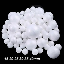 White Foam Polystyrene Balls Dia 15 20 25 30 35 40mm for Kids Art & Modelling