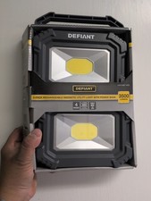 Defiant Rechargeable Magnetic Utility Light w/ Power Bank Foldable Handle 2-Pack