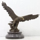Bronze Sculpture - Eagle in Flight - Solid Marble Base - Signed