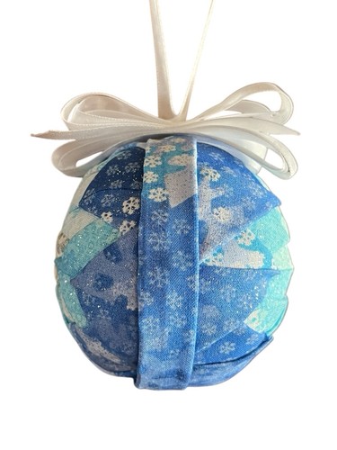 Handmade Folded Star Quilted Ornament 3" Blue Floral Fabric - Picture 9 of 10
