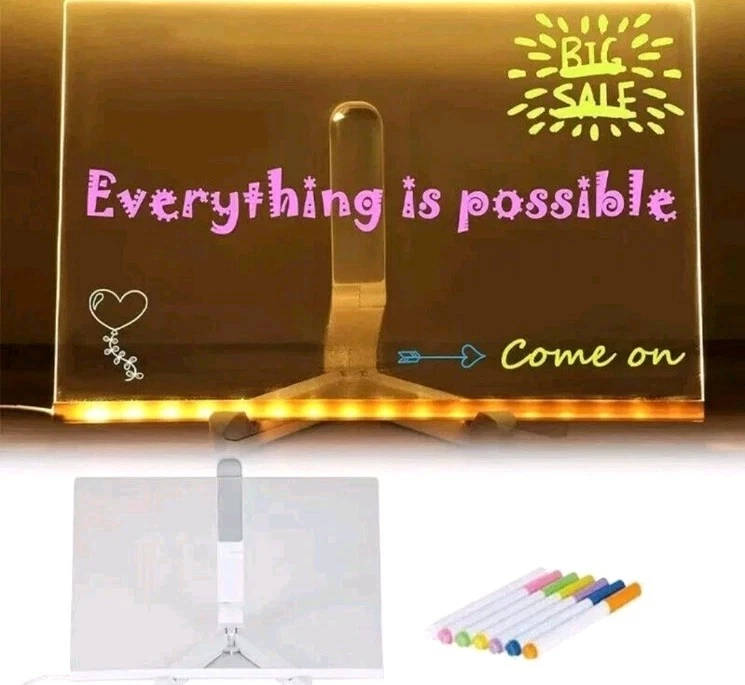 LED Note Board with Color Night Lamp Creative Rewritable Anniversary Gift Desk - Image 4 of 4