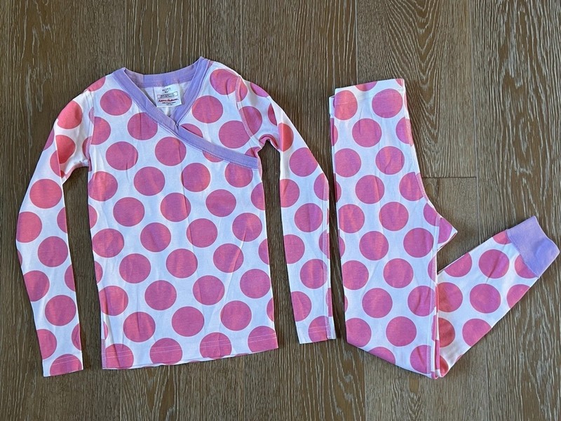 Hanna Andersson Girls Polka Dot Pajama Size  120/US 6-7 EUC