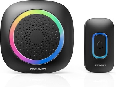 TECKNET Funk-Türklingel, batteriebetrieben, RGB-Licht, IP66 wasserdicht