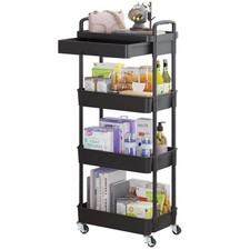 4-Tier Rolling Utility Cart with Drawer Multifunctional Storage Organizer