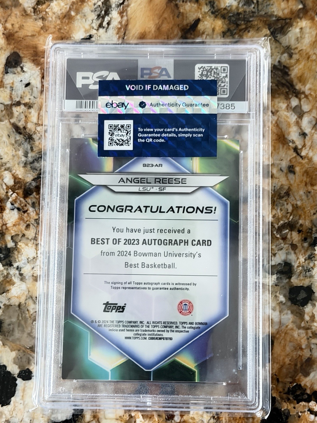 Topps 2023-24 Bowman U Best Angel Reese Auto Red Refractor /10 RC PSA 9 view 2