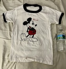 Vintage Disney Mickey Mouse/Florida White Ringer T-Shirt with Black Trim