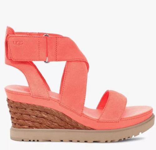 UGG Women's Ileana Ankle Wedge Sandal Size 8 Coral