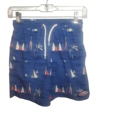 Vineyard Vines Boys Chappy Swim Trunks Size 8 Sailing Moonshine Navy Blue FLAW
