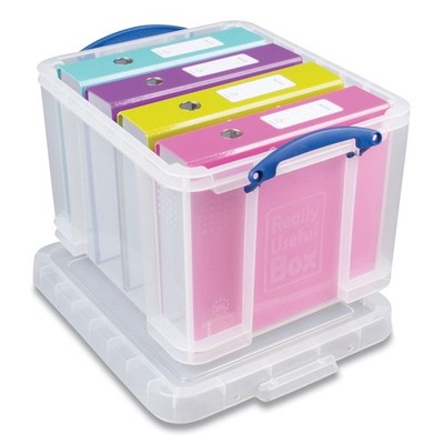 Really Useful Box  Snap-Lid Storage Bin, 8.45 gal, 14'' x 18'' x 12.25'', Clear/Blu