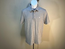 Travis Mathew Men's gray and white detailed short sleeve golf polo shirt S EUC