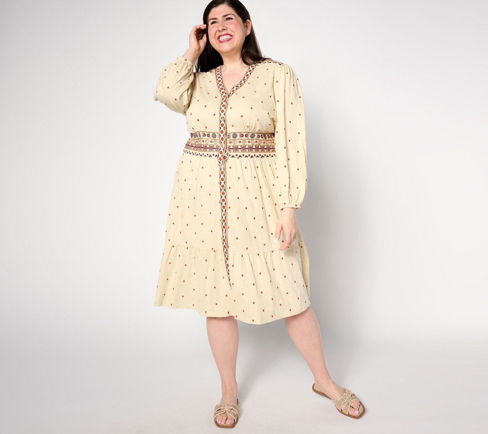 SUNNYLiFE Women's Plus Sz Dress 2X Denim & Co. Canyon Retreat Brown A636401