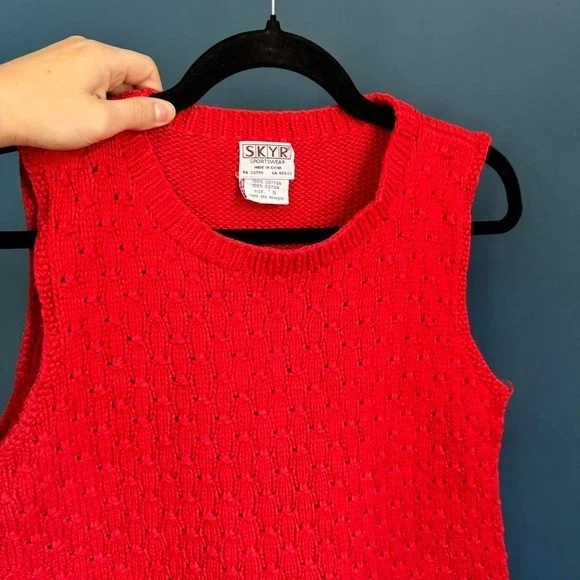 Chaleco Suéter Vintage Años 90 Para Mujer Talla Pequeña Skyr Ropa Deportiva Algodón Tejido Retro Foto 3 de 4
