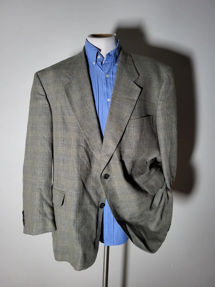 Chaqueta Blazer Abrigo Deportivo Vintage Gianfranco Ruffini 50R Verde Naranja Cuadros Tweed Foto 2 de 4