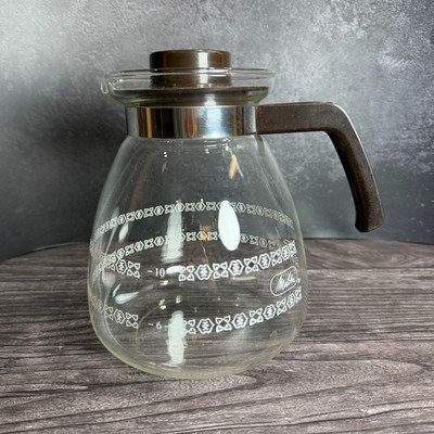Vintage Melitta Coffee Carafe Corning Glass 10 Cup Floral White Pattern