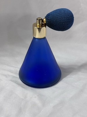 Vintage Cobalt Blue Satin Glass Perfume Bottle Blue Atomizer, Perfume Bottle