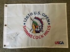 Wyndham Clark Signed Autograph 126th US Open Golf Flag w Photo Proof