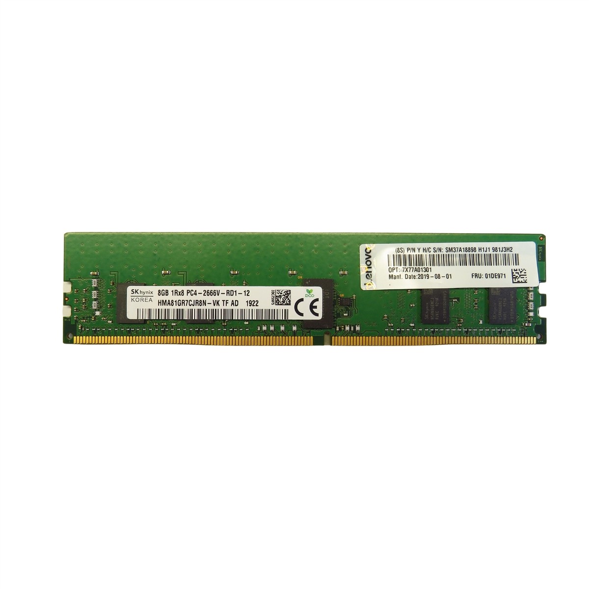 Lenovo 01DE971 7X77A01301 8GB 1Rx8 PC4-2666V 2666MHz DDR4