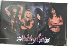 VINTAGE 1990 MOTLEY CRUE POSTER HEAVY METAL HAIR BAND NOS