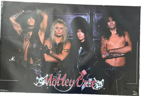 VINTAGE 1990 MOTLEY CRUE POSTER HEAVY METAL HAIR BAND NOS - Picture 1 of 5