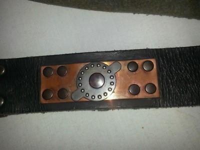 ATTAQUE 80s VINTAGE TARNISHED METAL LEATHER BELT SIZE M  display picture 2