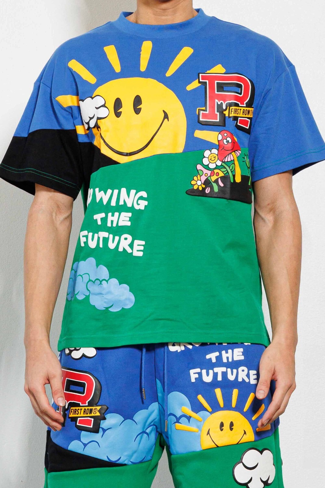 T shirt manica corta Think verde grafica di prima fila